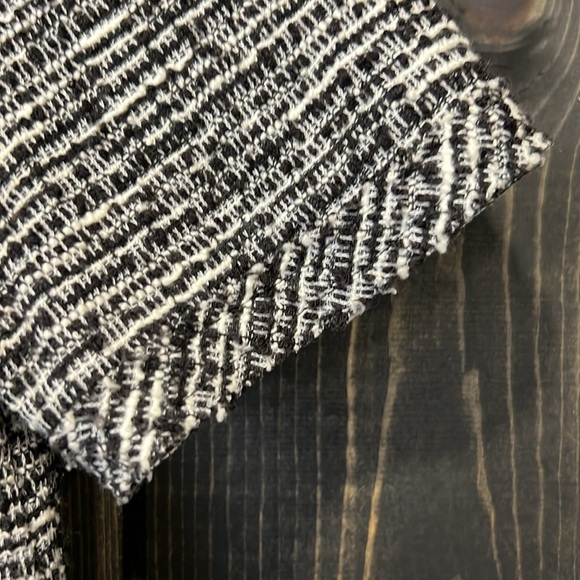Anthropologie Postmark Boucle Top S Black White Pockets Boho Lined Collar Tweed - Picture 4 of 8